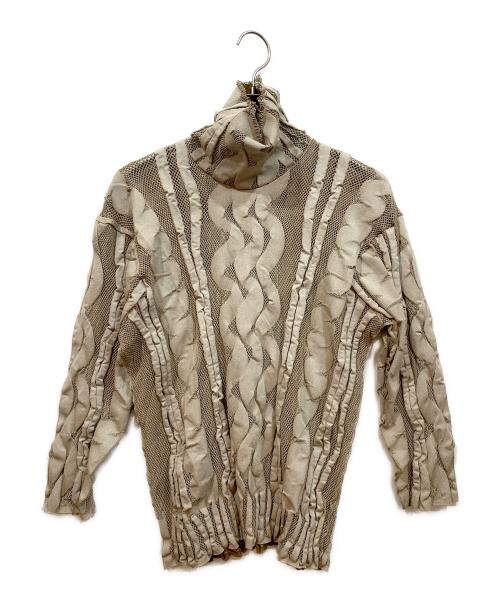 PLEATS PLEASE（プリーツプリーズ）PLEATS PLEASE (プリーツプリーズ) 薄手ニット ベージュ サイズ:3の古着・服飾アイテム