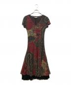 ETROエトロ）の古着「ノースリーブ・キャミソールワンピース」｜ベージュ×レッド