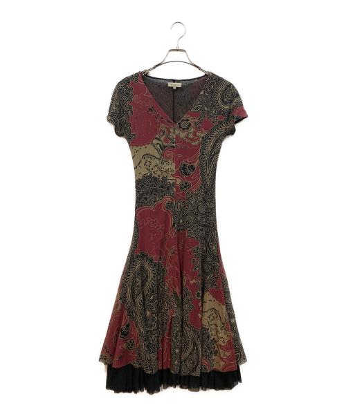 ETRO（エトロ）ETRO (エトロ) ノースリーブ・キャミソールワンピース ベージュ×レッド サイズ:42の古着・服飾アイテム