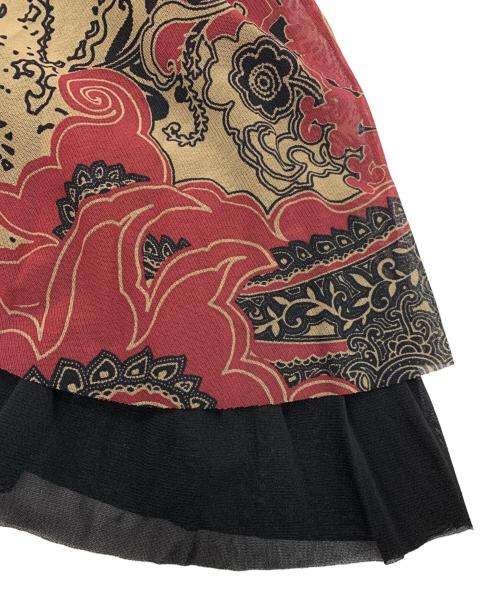 ETRO（エトロ）ETRO (エトロ) ノースリーブ・キャミソールワンピース ベージュ×レッド サイズ:42の古着・服飾アイテム