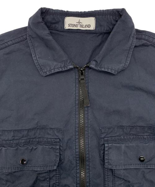 STONE ISLAND（ストーンアイランド）STONE ISLAND (ストーンアイランド) コットンツイル ストレッチ オーバーシャツ ブラック サイズ:Mの古着・服飾アイテム