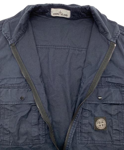 STONE ISLAND（ストーンアイランド）STONE ISLAND (ストーンアイランド) コットンツイル ストレッチ オーバーシャツ ブラック サイズ:Mの古着・服飾アイテム