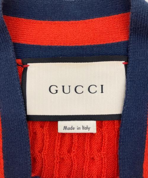 GUCCI（グッチ）GUCCI (グッチ) シェリーリボンパールボタンカーディガン オレンジ サイズ:XSの古着・服飾アイテム