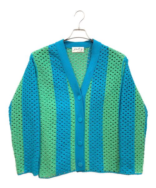 martinique（マルティニーク）martinique (マルティニーク) 薄手カーディガン グリーン×ブルー サイズ:表記なしの古着・服飾アイテム