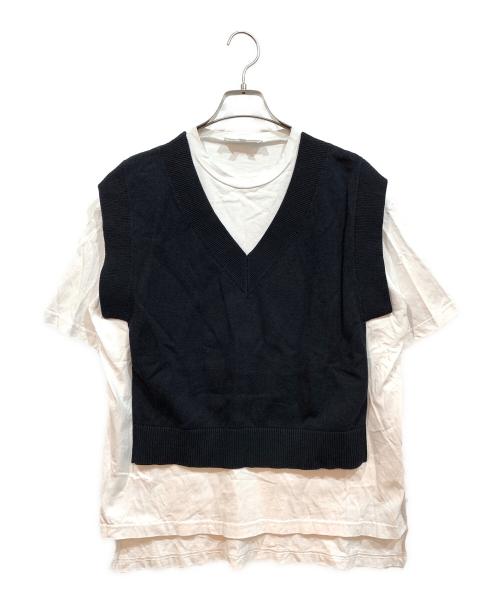 ENFOLD（エンフォルド）ENFOLD (エンフォルド) 半袖Tシャツ ホワイト×ブラック サイズ:38の古着・服飾アイテム