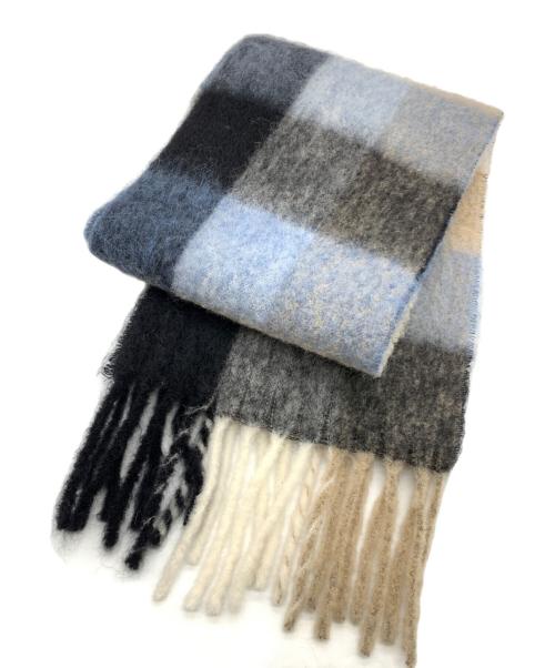 Acne studios（アクネ ストゥディオズ）ACNE STUDIOS (アクネ ストゥディオズ) モヘアチェックスカーフ ベージュ×ブルーの古着・服飾アイテム