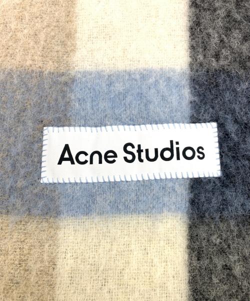 Acne studios（アクネ ストゥディオズ）ACNE STUDIOS (アクネ ストゥディオズ) モヘアチェックスカーフ ベージュ×ブルーの古着・服飾アイテム