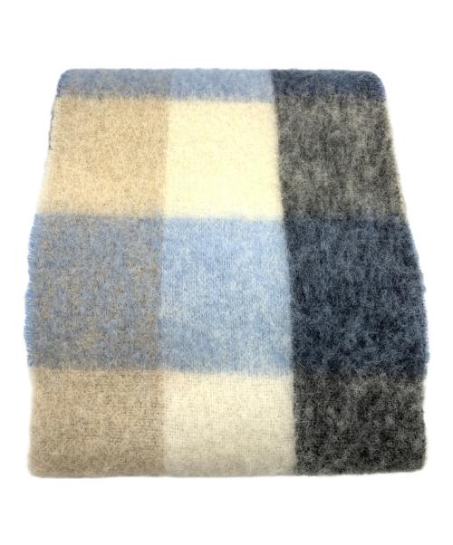 Acne studios（アクネ ストゥディオズ）ACNE STUDIOS (アクネ ストゥディオズ) モヘアチェックスカーフ ベージュ×ブルーの古着・服飾アイテム