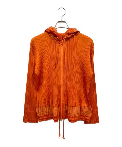 PLEATS PLEASE（プリーツプリーズ）PLEATS PLEASE (プリーツプリーズ) ジップアップ パーカー ジャンパー オレンジ サイズ:3の古着・服飾アイテム