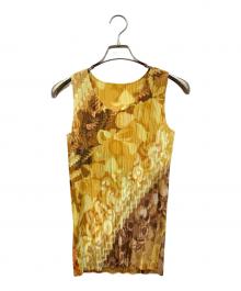 PLEATS PLEASE（プリーツプリーズ）の古着「ノースリーブブラウス」｜イエロー