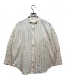 KAGURE（カグレ）の古着「バンドカラーシャツ」｜ブラック×ベージュ