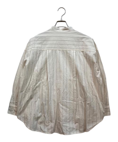 KAGURE（カグレ）KAGURE (カグレ) バンドカラーシャツ ブラック×ベージュ サイズ:Freeの古着・服飾アイテム