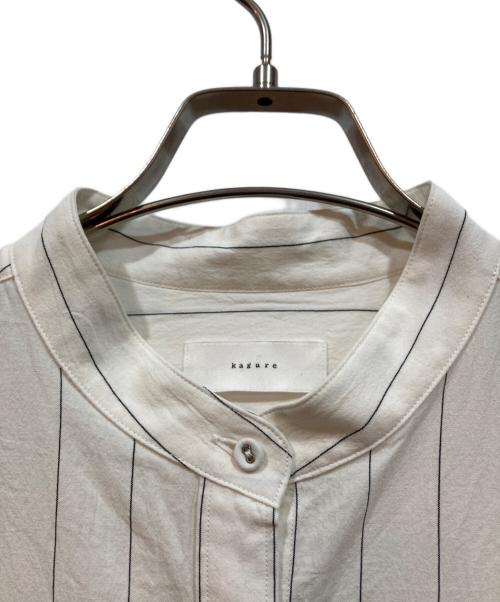 KAGURE（カグレ）KAGURE (カグレ) バンドカラーシャツ ブラック×ベージュ サイズ:Freeの古着・服飾アイテム