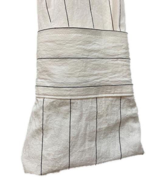 KAGURE（カグレ）KAGURE (カグレ) バンドカラーシャツ ブラック×ベージュ サイズ:Freeの古着・服飾アイテム