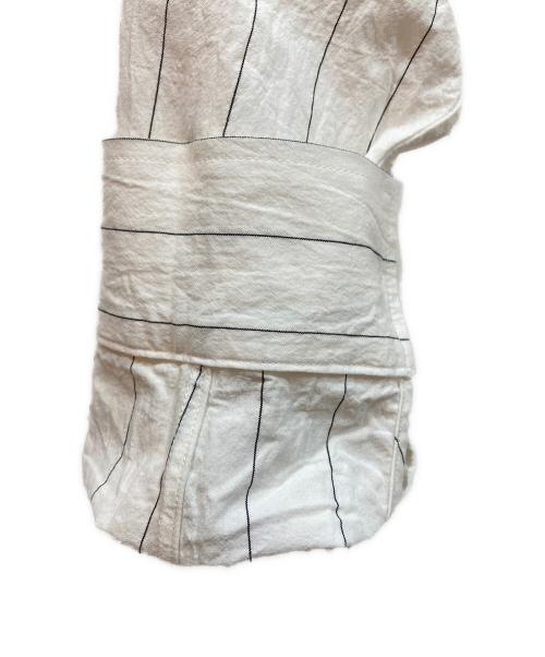 KAGURE（カグレ）KAGURE (カグレ) バンドカラーシャツ ブラック×ベージュ サイズ:Freeの古着・服飾アイテム