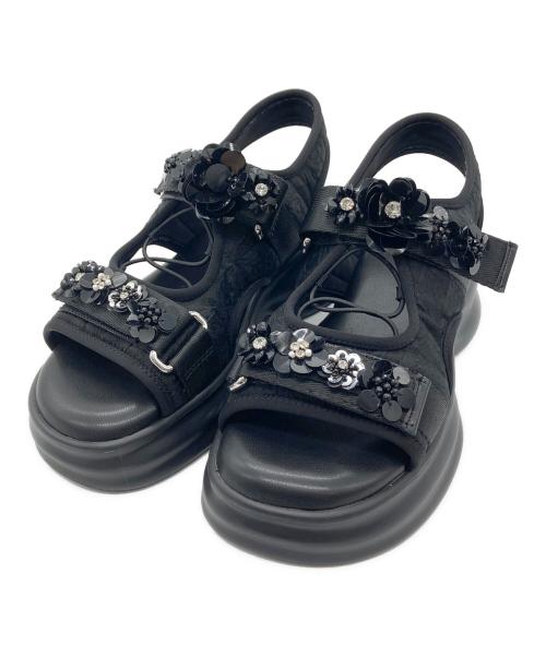 Lily Brown（リリーブラウン）Lily Brown (リリーブラウン) ビジュー付きスニーカーソールサンダル ブラック サイズ:Lの古着・服飾アイテム