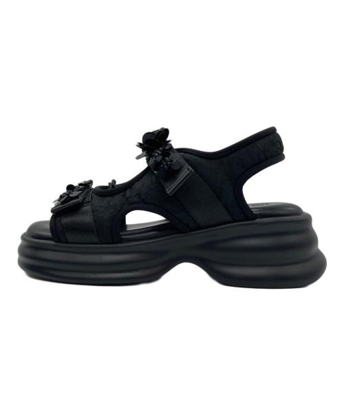 Lily Brown（リリーブラウン）Lily Brown (リリーブラウン) ビジュー付きスニーカーソールサンダル ブラック サイズ:Lの古着・服飾アイテム