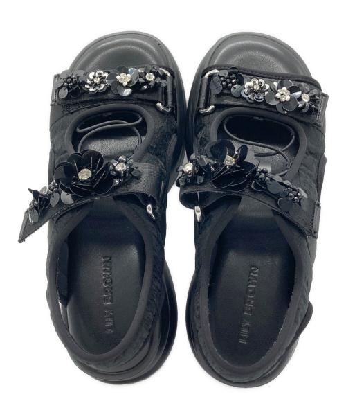 Lily Brown（リリーブラウン）Lily Brown (リリーブラウン) ビジュー付きスニーカーソールサンダル ブラック サイズ:Lの古着・服飾アイテム