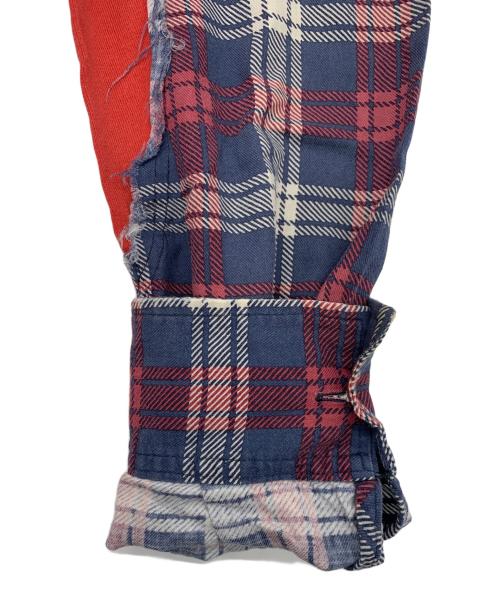 UNDERCOVERISM（アンダーカバーイズム）UNDERCOVERISM (アンダーカバーイズム) ダメージ加工長袖シャツ レッド×ネイビー サイズ:2の古着・服飾アイテム