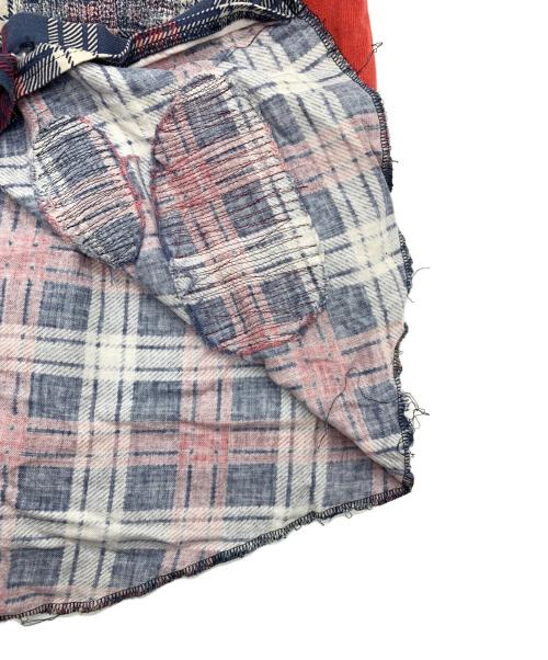 UNDERCOVERISM（アンダーカバーイズム）UNDERCOVERISM (アンダーカバーイズム) ダメージ加工長袖シャツ レッド×ネイビー サイズ:2の古着・服飾アイテム