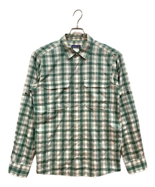 Patagonia（パタゴニア）Patagonia (パタゴニア) ロングスリーブ エルレイ シャツ グリーン×ホワイト サイズ:Sの古着・服飾アイテム