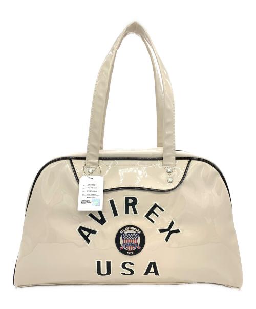 AVIREX（アヴィレックス）AVIREX (アヴィレックス) エナメルボストンバッグ ベージュの古着・服飾アイテム