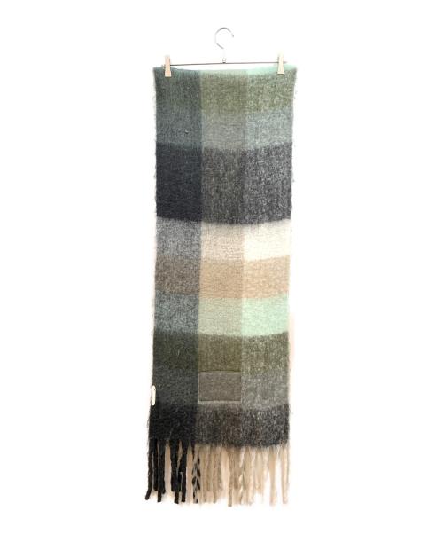 Acne studios（アクネ ストゥディオズ）Acne studios (アクネ ストゥディオズ) 大判ストール グリーン×ブラック サイズ:220×50cmの古着・服飾アイテム