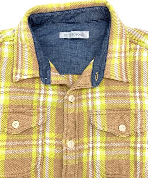 OUTERKNOWN（アウターノーン）OUTERKNOWN (アウターノーン) ネルシャツ イエロー×ベージュ サイズ:Mの古着・服飾アイテム