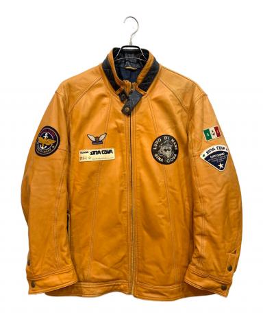 【未使用品】メンズ シナコバ(sinacova) レザージャケット 中古・古着通販】sinacova (シナコバ) ラムレザージャケット オレンジ