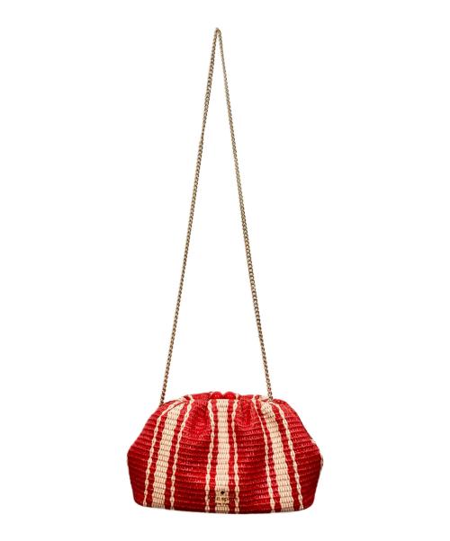 Kate Spade（ケイトスペード）Kate Spade (ケイトスペード) スクランチビーチチェアストライプストロー レッド×ホワイトの古着・服飾アイテム