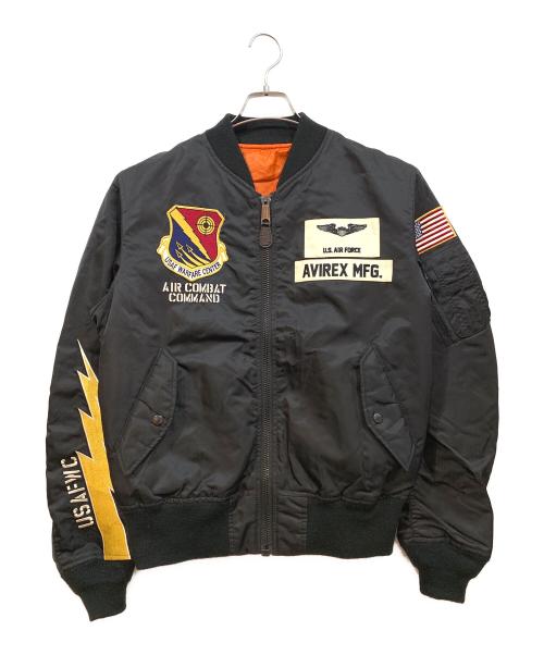 AVIREX（アヴィレックス）AVIREX (アヴィレックス) MA-1 LIGHTNING ジャケット ブラック サイズ:Lの古着・服飾アイテム