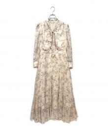 JUSGLITTY（ジャスグリッティー）の古着「7分袖ボウタイプリーツワンピース」｜ホワイト