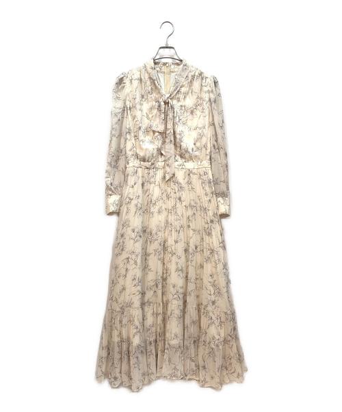 JUSGLITTY（ジャスグリッティー）JUSGLITTY (ジャスグリッティー) 7分袖ボウタイプリーツワンピース ホワイト サイズ:2の古着・服飾アイテム
