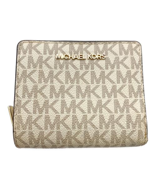 MICHAEL KORS（マイケルコース）MICHAEL KORS (マイケルコース) 2つ折り財布 ブラウン×ベージュの古着・服飾アイテム
