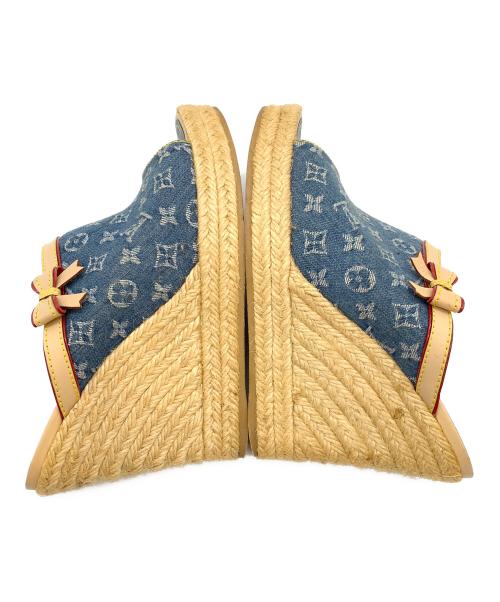LOUIS VUITTON（ルイ ヴィトン）LOUIS VUITTON (ルイ ヴィトン) モノグラムデニムウェッジソールミュール ブルー サイズ:36 1/2の古着・服飾アイテム