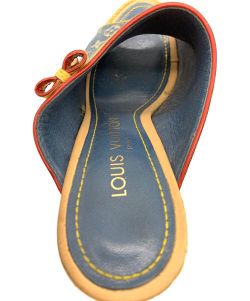 LOUIS VUITTON（ルイ ヴィトン）LOUIS VUITTON (ルイ ヴィトン) モノグラムデニムウェッジソールミュール ブルー サイズ:36 1/2の古着・服飾アイテム
