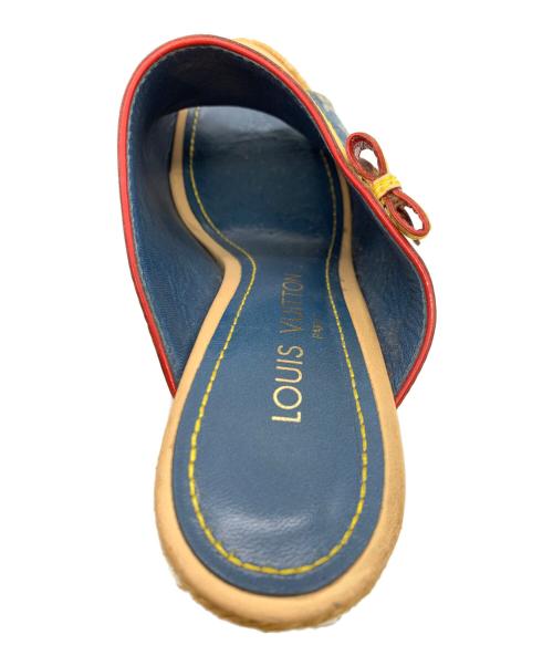 LOUIS VUITTON（ルイ ヴィトン）LOUIS VUITTON (ルイ ヴィトン) モノグラムデニムウェッジソールミュール ブルー サイズ:36 1/2の古着・服飾アイテム