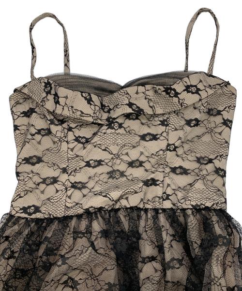 RED VALENTINO（レッドヴァレンティノ）RED VALENTINO (レッドヴァレンティノ) ノースリーブ・キャミソールワンピース ブラック×ベージュ サイズ:40（S～M）の古着・服飾アイテム