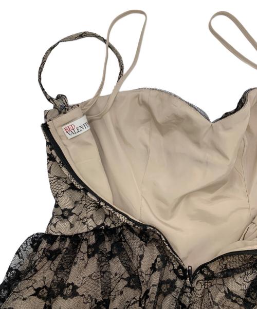 RED VALENTINO（レッドヴァレンティノ）RED VALENTINO (レッドヴァレンティノ) ノースリーブ・キャミソールワンピース ブラック×ベージュ サイズ:40（S～M）の古着・服飾アイテム