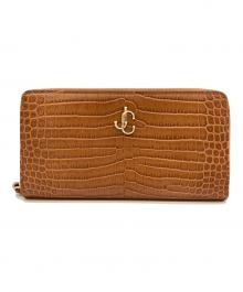 JIMMY CHOO（ジミーチュウ）の古着「Pippa Croco Embossed Leather Wallet / 長財布」｜ブラウン