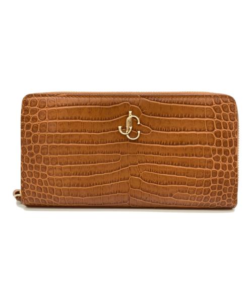 JIMMY CHOO（ジミーチュウ）JIMMY CHOO (ジミーチュウ) Pippa Croco Embossed Leather Wallet / 長財布 ブラウンの古着・服飾アイテム