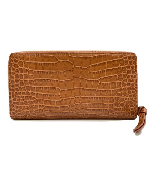 JIMMY CHOO（ジミーチュウ）JIMMY CHOO (ジミーチュウ) Pippa Croco Embossed Leather Wallet / 長財布 ブラウンの古着・服飾アイテム