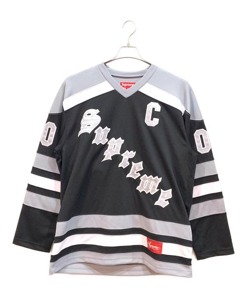 SUPREME（シュプリーム）SUPREME (シュプリーム) ホッケーシャツ ブラック×グレー サイズ:Mの古着・服飾アイテム