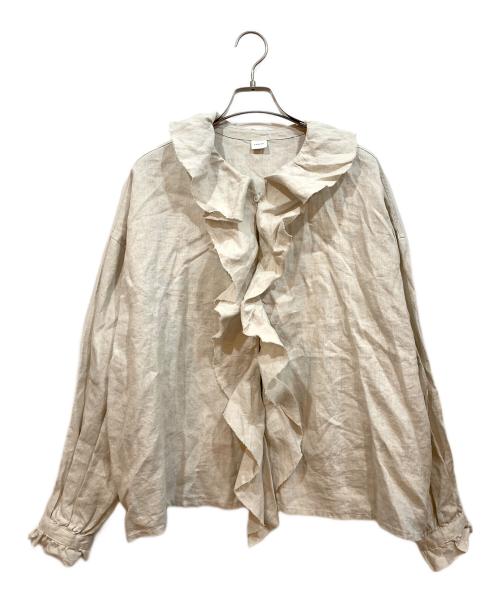 かぐれ（カグレ）かぐれ (カグレ) リネンフリルカラーシャツ グレー サイズ:Freeの古着・服飾アイテム