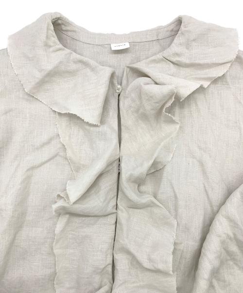 かぐれ（カグレ）かぐれ (カグレ) リネンフリルカラーシャツ グレー サイズ:Freeの古着・服飾アイテム