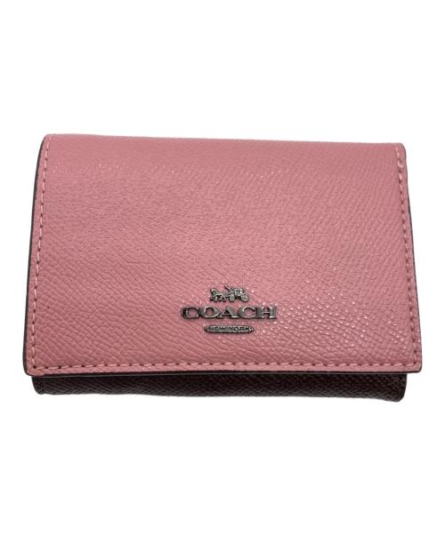 COACH（コーチ）COACH (コーチ) 3つ折り財布 ブラウン×ピンクの古着・服飾アイテム