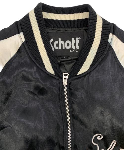 Schott（ショット）Schott (ショット) サテンスカジャン ブラック サイズ:Lの古着・服飾アイテム