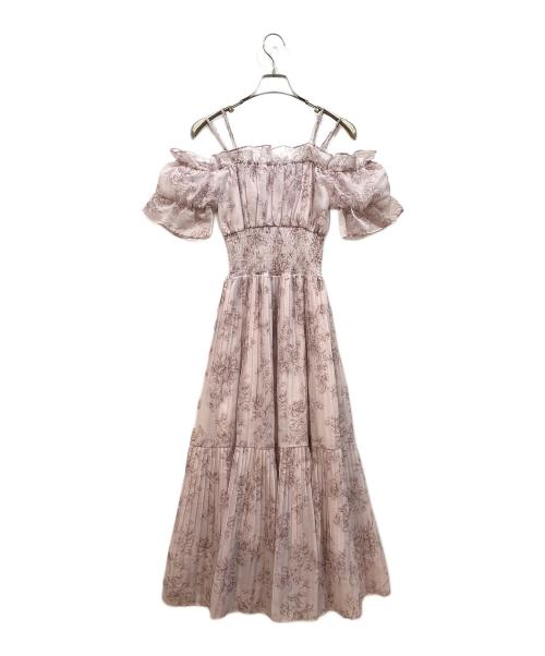 Snidel（スナイデル）Snidel (スナイデル) Sustainableオフショルギャザーワンピース ピンクの古着・服飾アイテム