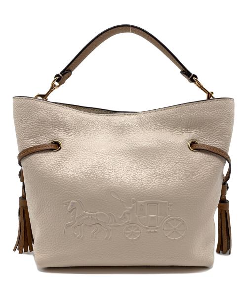COACH（コーチ）COACH (コーチ) ショルダーバッグ ホワイト×ブラウンの古着・服飾アイテム