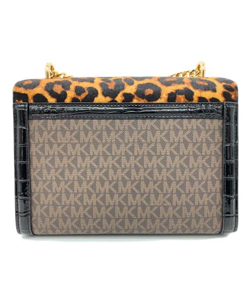 MICHAEL KORS（マイケルコース）MICHAEL KORS (マイケルコース) フラップ チェーン ショルダー ミディアム - MKシグネチャー ブラウン×ブラックの古着・服飾アイテム